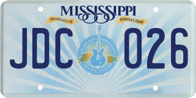 MS license plate JDC026