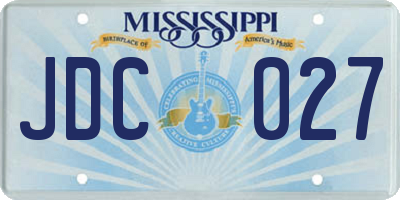 MS license plate JDC027