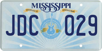 MS license plate JDC029