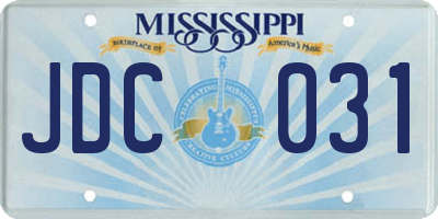 MS license plate JDC031