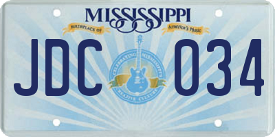MS license plate JDC034