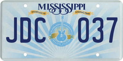 MS license plate JDC037