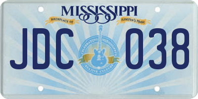MS license plate JDC038
