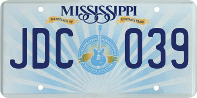 MS license plate JDC039