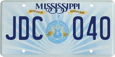 MS license plate JDC040