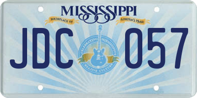 MS license plate JDC057