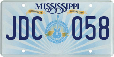 MS license plate JDC058