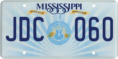 MS license plate JDC060