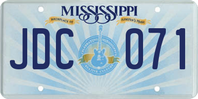 MS license plate JDC071