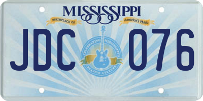 MS license plate JDC076