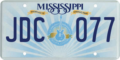 MS license plate JDC077