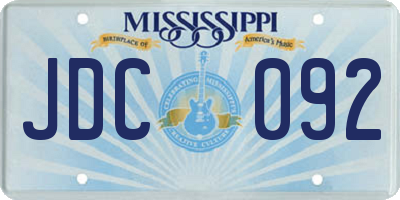 MS license plate JDC092