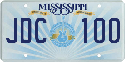 MS license plate JDC100