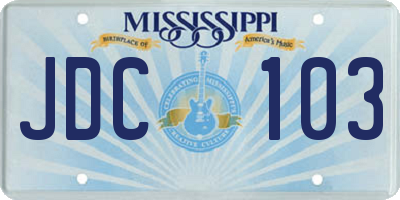 MS license plate JDC103