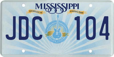 MS license plate JDC104