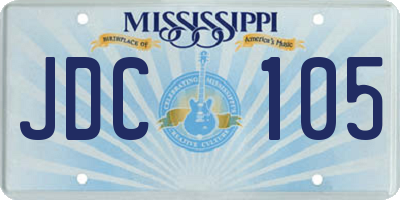 MS license plate JDC105
