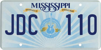 MS license plate JDC110
