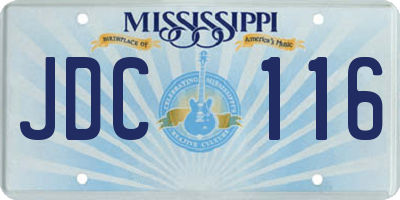 MS license plate JDC116