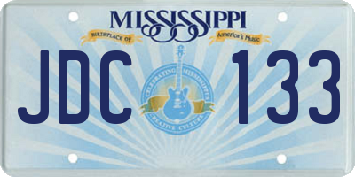 MS license plate JDC133