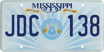 MS license plate JDC138