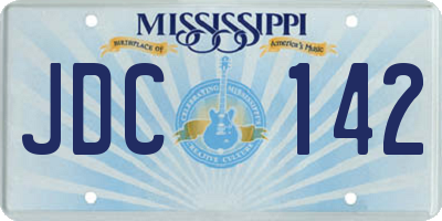 MS license plate JDC142
