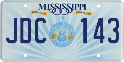 MS license plate JDC143