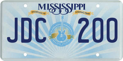 MS license plate JDC200