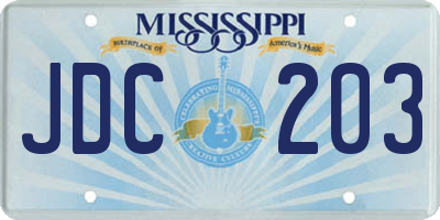 MS license plate JDC203
