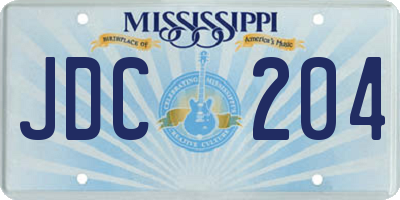 MS license plate JDC204
