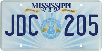 MS license plate JDC205