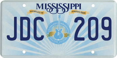 MS license plate JDC209