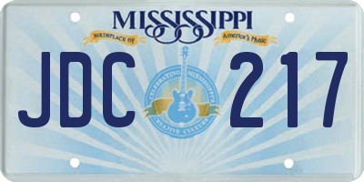 MS license plate JDC217