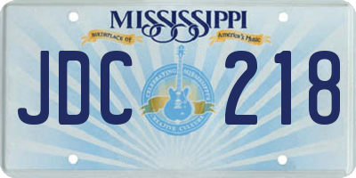MS license plate JDC218