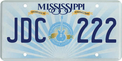 MS license plate JDC222