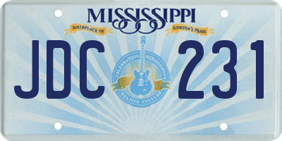MS license plate JDC231