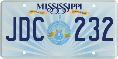 MS license plate JDC232