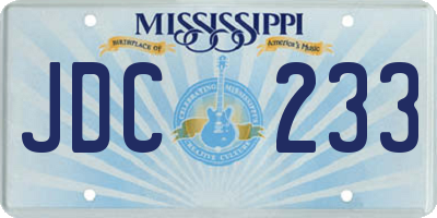 MS license plate JDC233