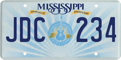 MS license plate JDC234