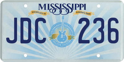MS license plate JDC236