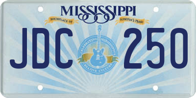 MS license plate JDC250
