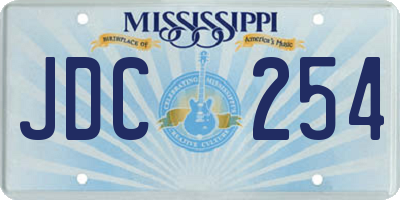 MS license plate JDC254