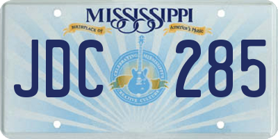 MS license plate JDC285