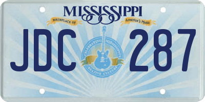 MS license plate JDC287