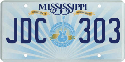 MS license plate JDC303