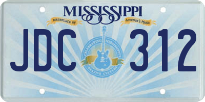 MS license plate JDC312