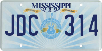MS license plate JDC314
