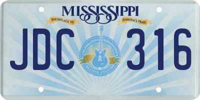 MS license plate JDC316