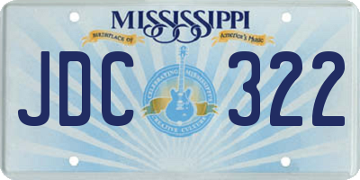 MS license plate JDC322