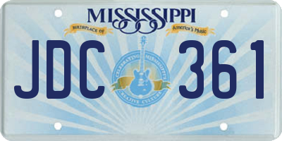 MS license plate JDC361