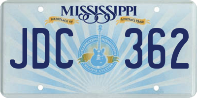 MS license plate JDC362